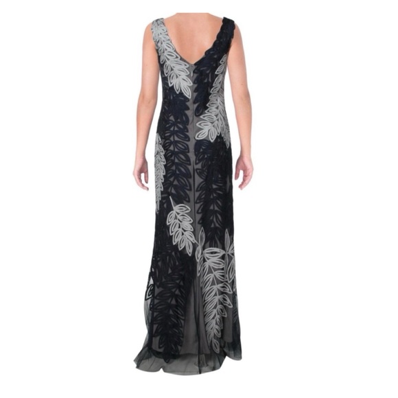 NWOT BHLDN JS Collections Soutache Leaf Embroidered Gown In Navy and Grey Size 4 - Picture 6 of 15